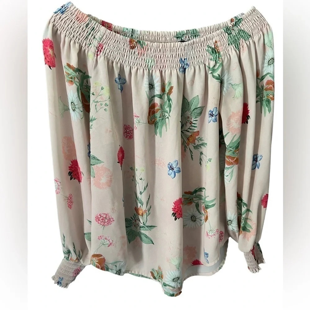 EXPRESS off the shoulder crop top floral blouse